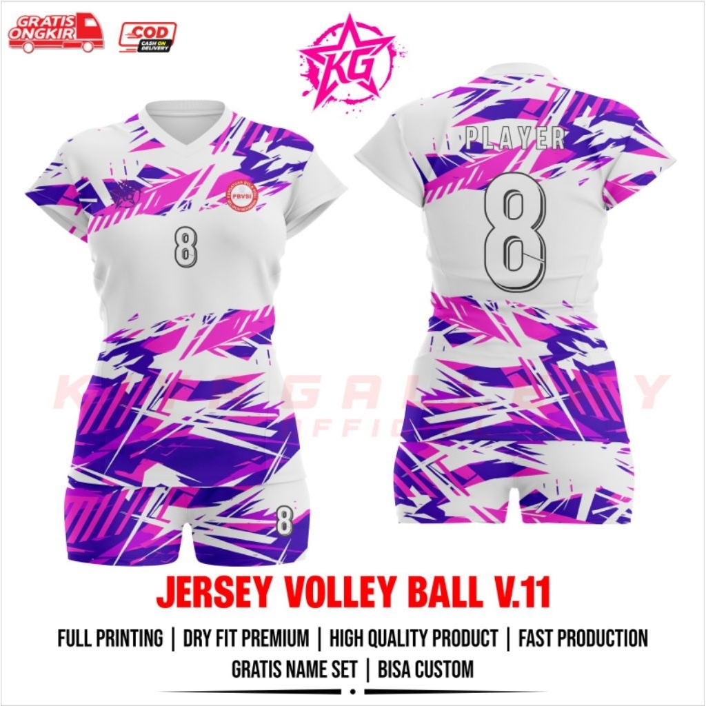 JERSEY BAJU VOLI WANITA V.11 FULL PRINTING GRATIS NAMA DAN NOMOR
