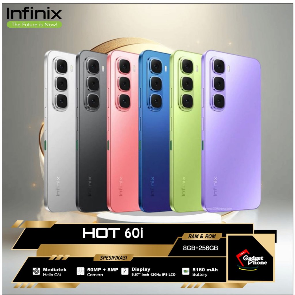 Infinix Hot 60i 4G RAM 8/256GB | Battery 5160mAh | 50MP + 8MP Camera | Garansi Resmi Indonesia
