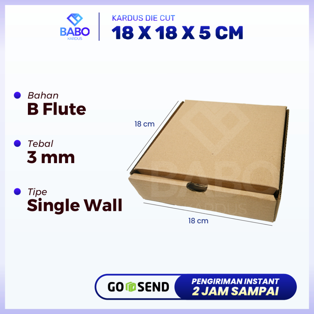 KARDUS DIECUT 18 X 18 X 5 POLOS - BARU - MURAH - Packing Kaos - Gift - Lunch Box (Kardus Pizza 18 x 