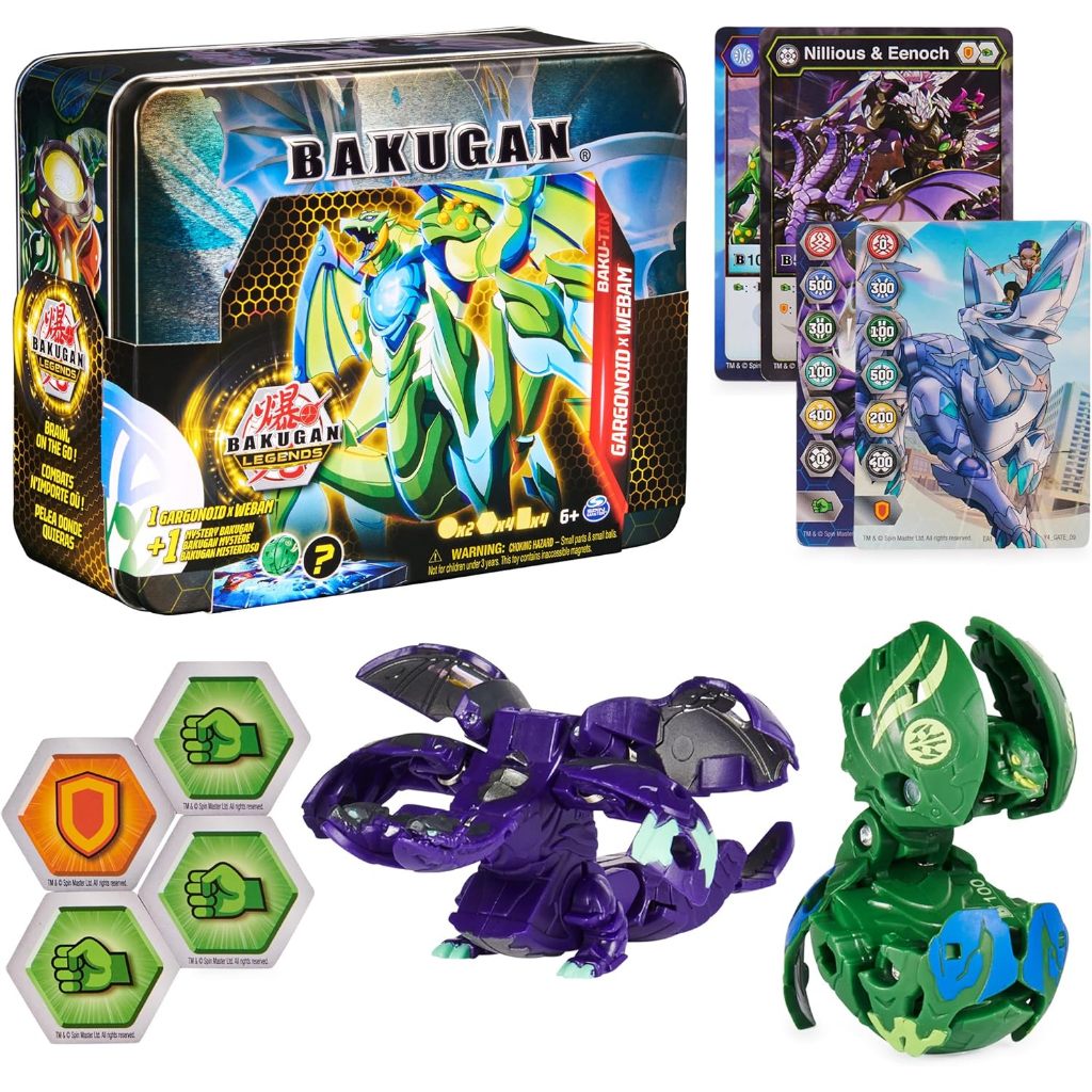 Bakugan Legends, Baku-tin, Gargonoid X Webam (Exclusive, Mystery Core, 2 Gate Cards, 4 Baku-Cores, C