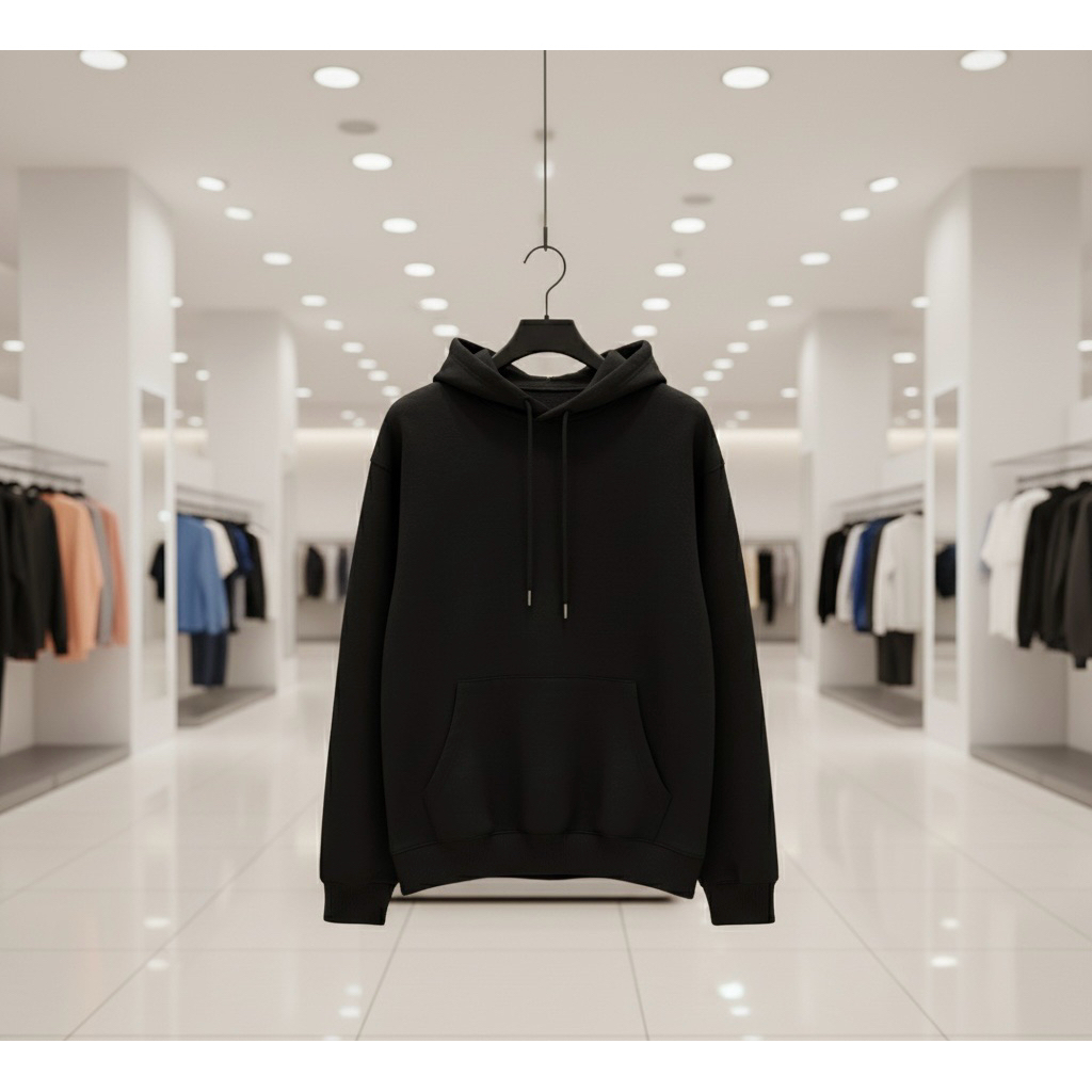 hoodie hitam polos pria