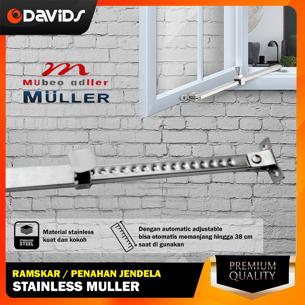 Penahan Jendela Cantolan Lamskar  Stainless Steel Muller 8 Inch
