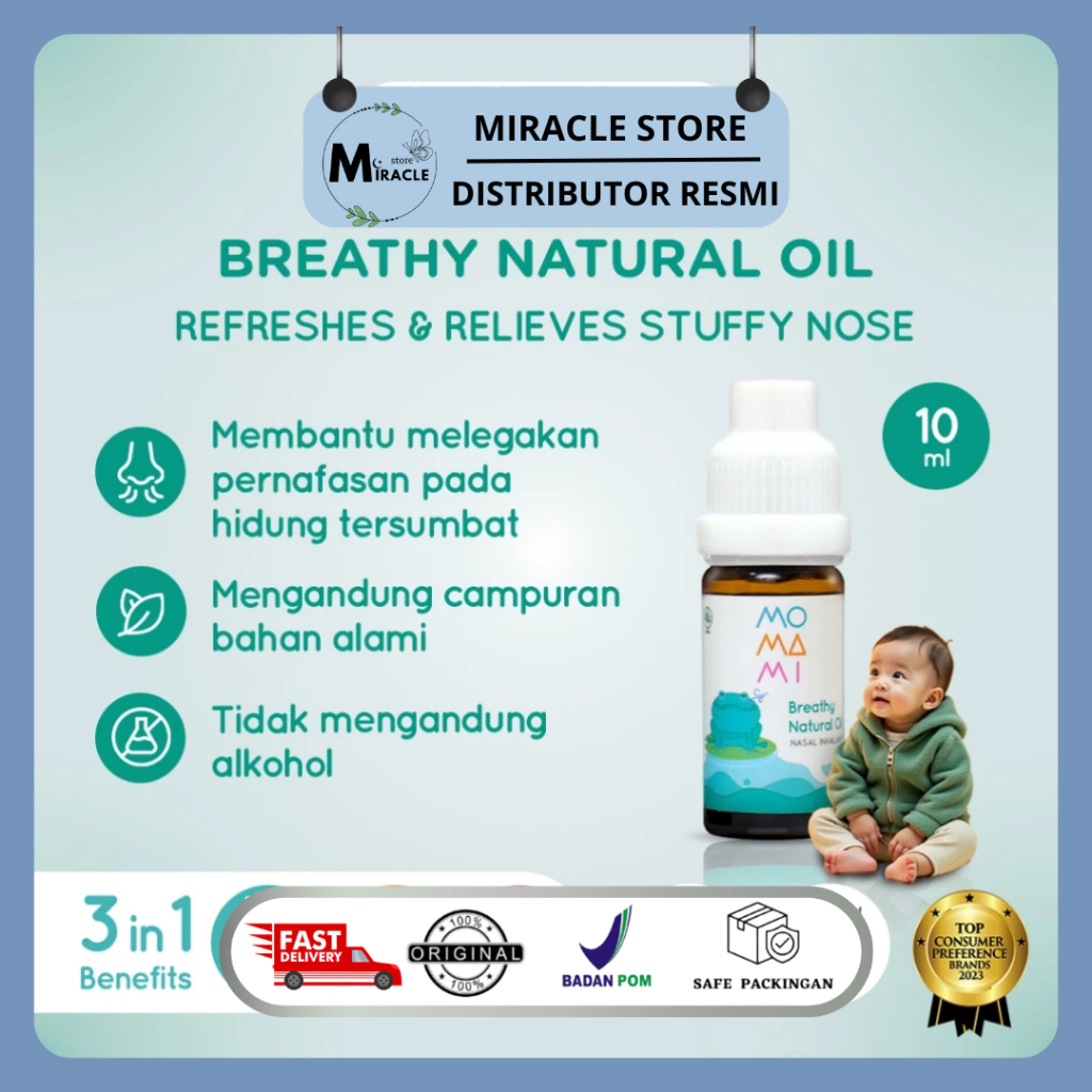Momami Breathy Natural Oil 10ml for Baby - Essential Oil untuk Pernafasan Hidung Tersumbat Anak Bayi