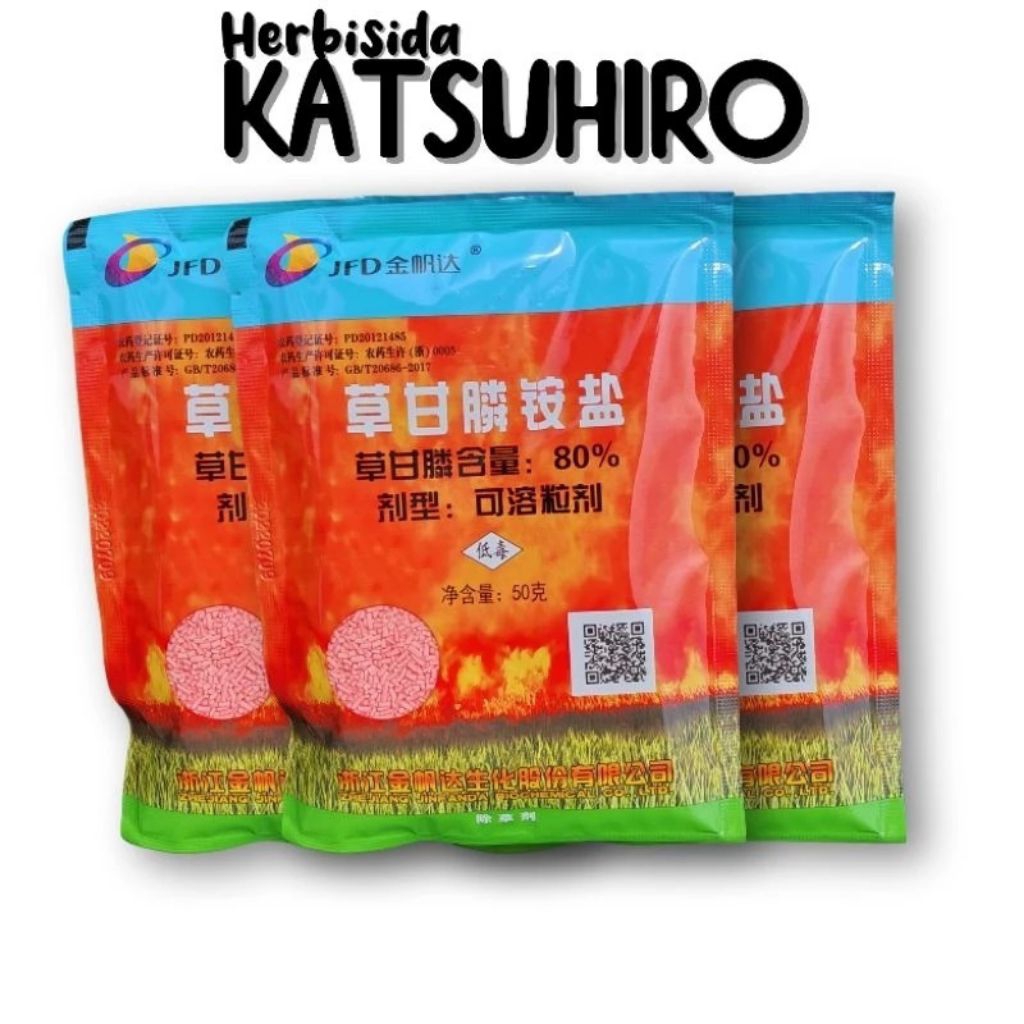 Katsuhiro Herbisida Amonium Glisofat 80% Racun Rumput Gulma Sistemik Mati Sampai Akar