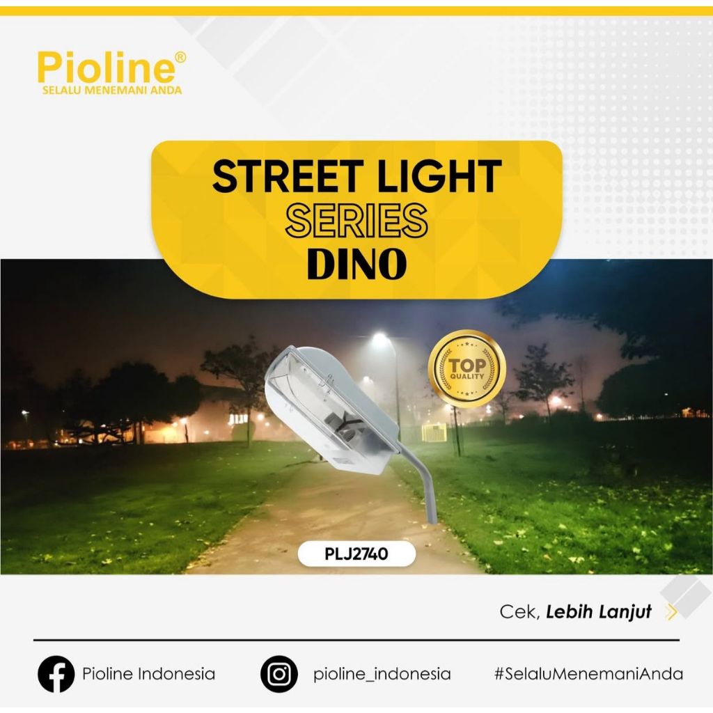 PIOLINE KAP LAMPU JALAN PJU KAP PJU STREET LIGHT WATERPROOF E27 + TIANG PIOLINE KAP LAMPU JALAN OUTD