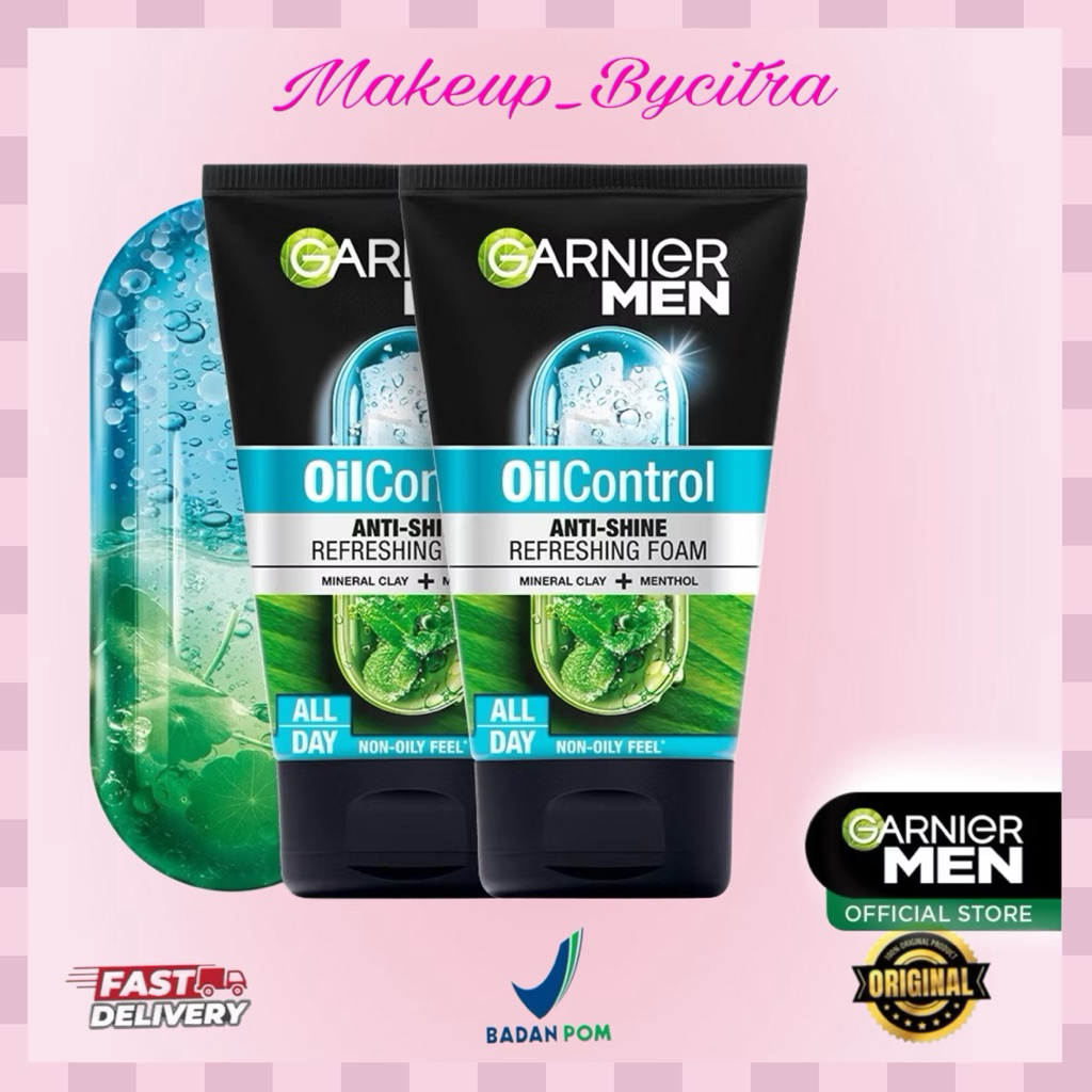[PAKET HEMAT ISI 2] GARNIER Men Facial Wash Turbolight Oil Control Cooling Foam Skincare 100ml Sabun