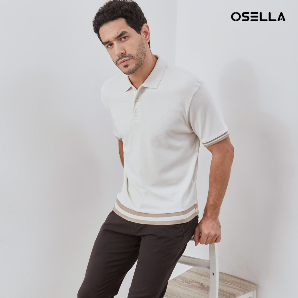 Osella Ronan Solid Polo With Contrast Stripe Rib 20215009 | Polo Shirt Pria Lengan Pendek
