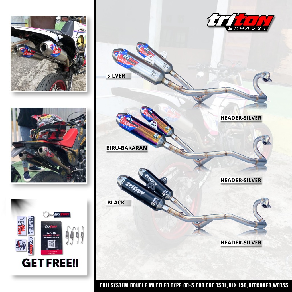 Knalpot Wr 155 Crf 150 L Klx 150 Dtracker Double Slincer Suara Ngebas Bulat Original Triton