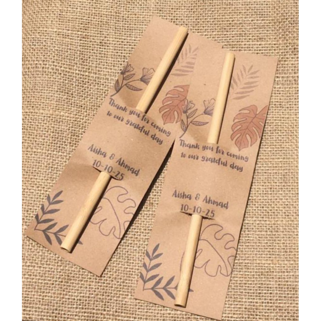 Cendramata Souvenir Pernikahan Rustic Sedotan Bambu Natural
