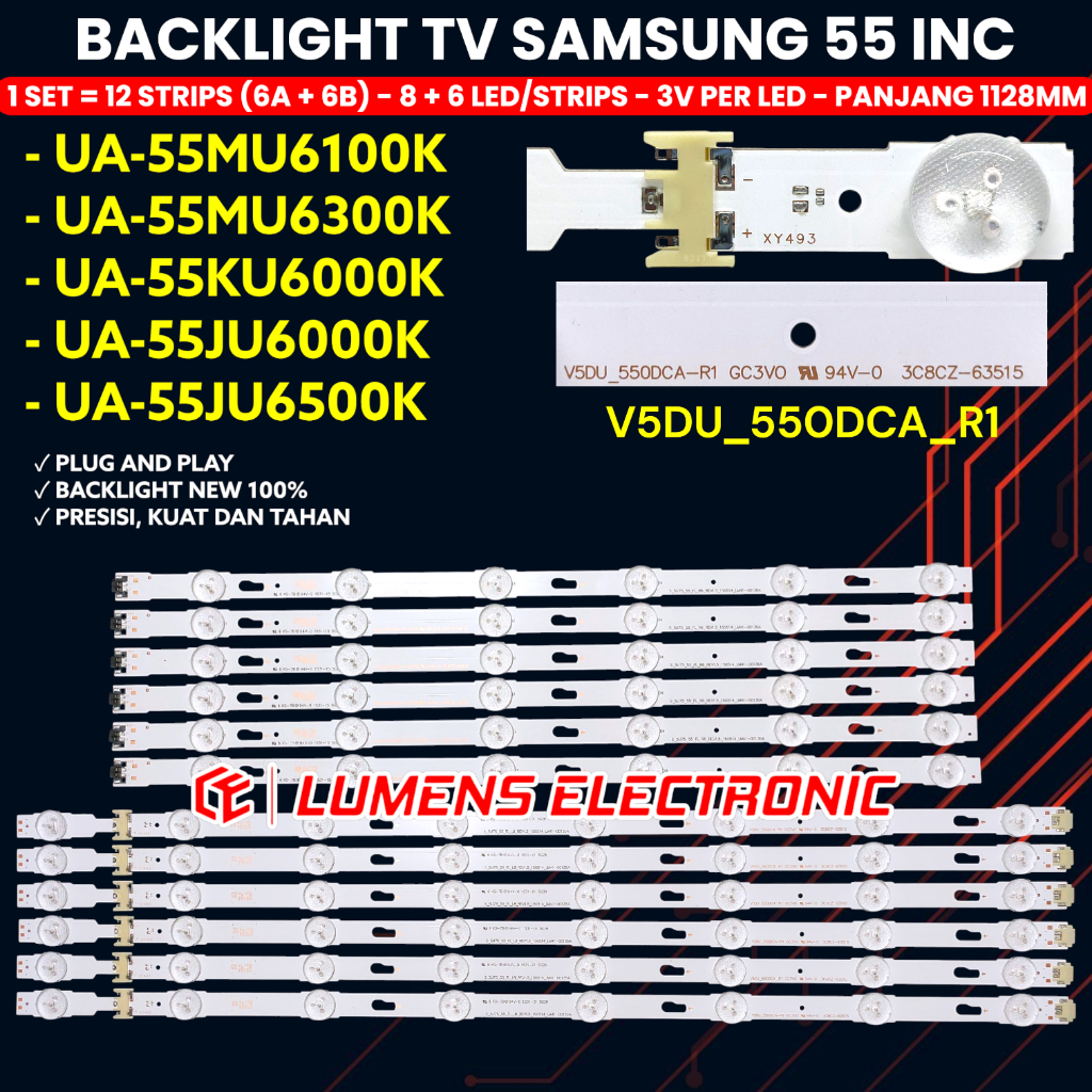 BACKLIGHT TV SAMSUNG UA55KU6000K UA55JU6000K UA55JU6500K UA55JU6600K UA55MU6100K UA55MU6300K UA55KU6