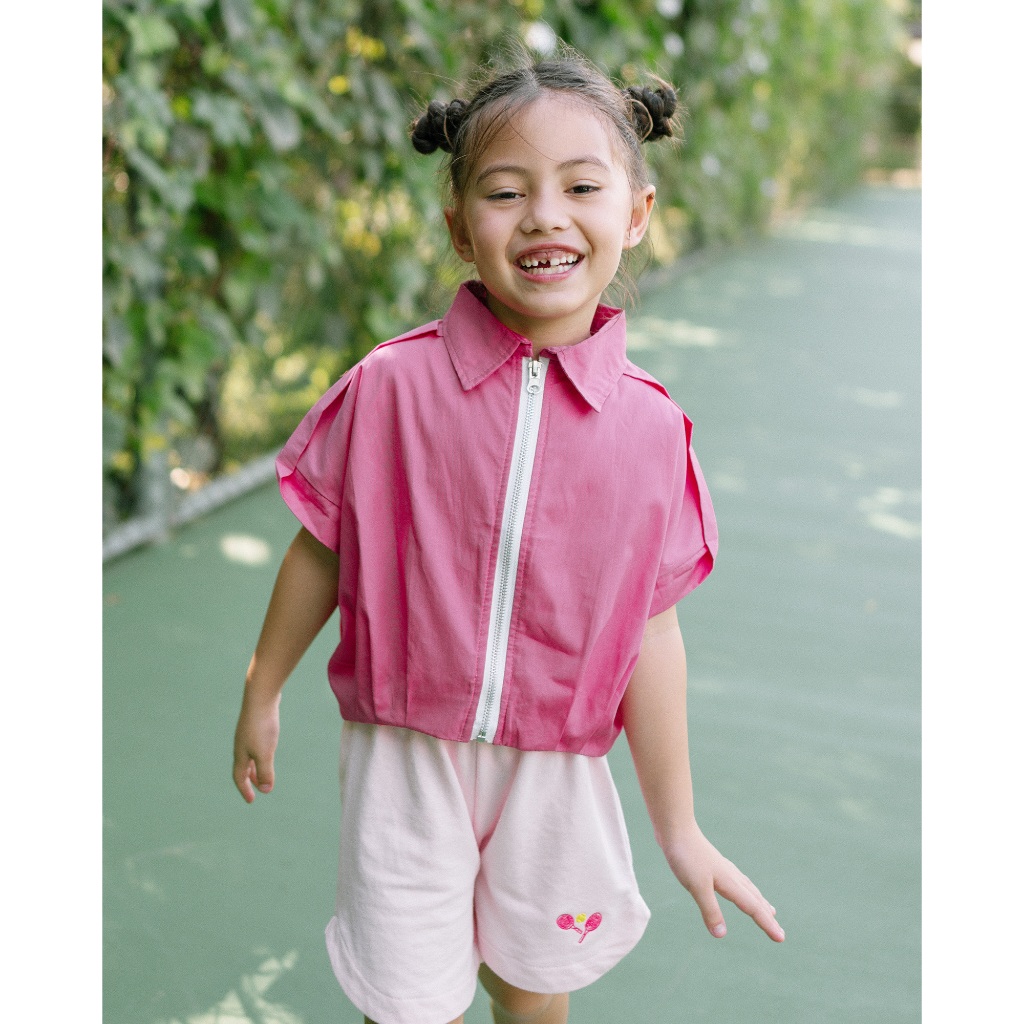 LEWIS EMMA - Zipper Top (2-14 Tahun) Baju Anak Perempuan / Atasan Lengan Pendek