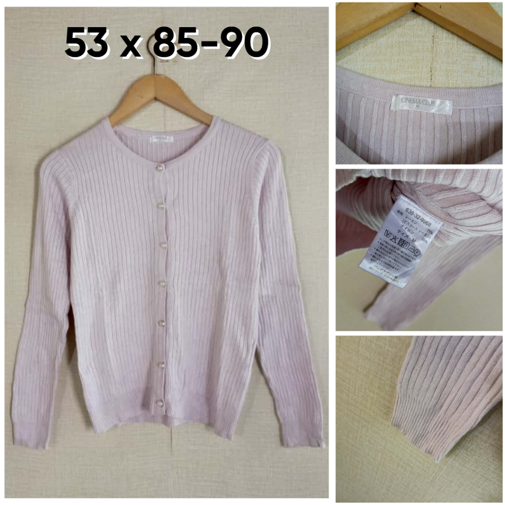 Cardigan Lidi Cinema Club Soft Pink O Neck Size M Wanita Knit OB549