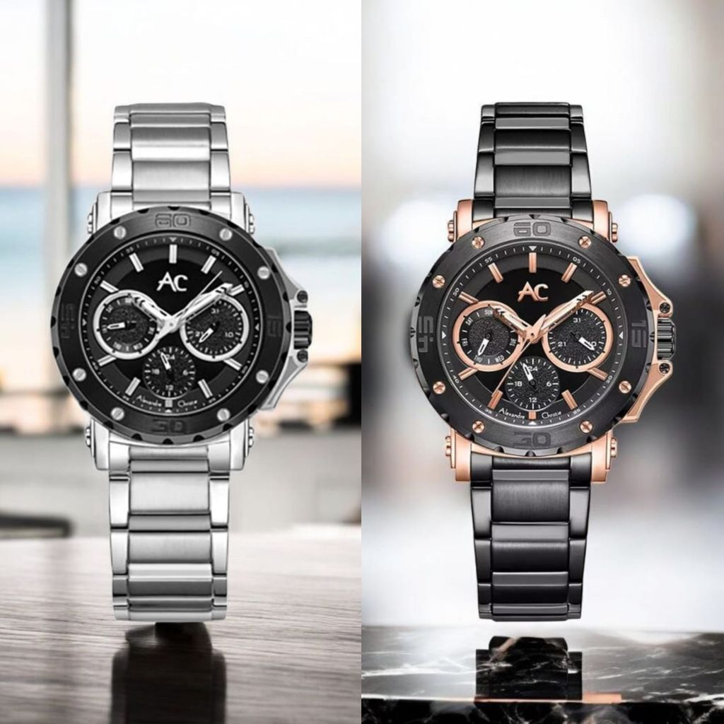 JAM TANGAN WANITA ALEXANDRE CHRISTIE  AC 9205 AC9205 BLACk ROSEGOLD ORIGINAL-BLACK ROSEGOLD