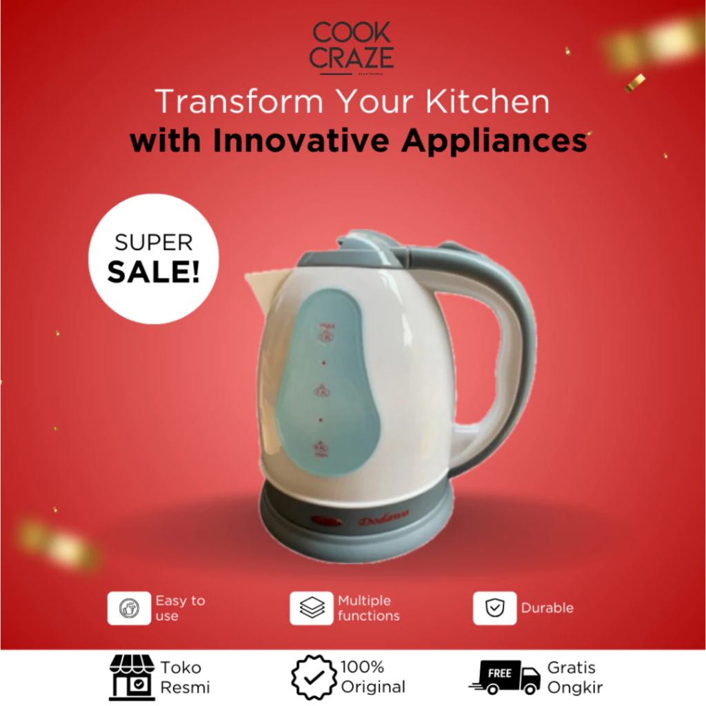 Kettle Teko listrik low watt 1,8 Liter / Teko listrik kopi dan teh