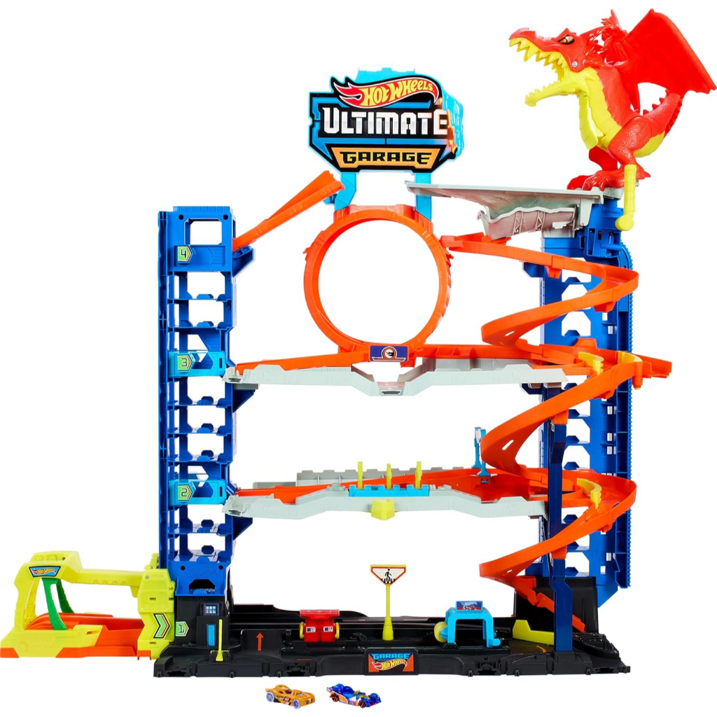 Hot Wheels City Track Set with 2 Die-Cast Toy Cars & Car-Eating Dragon, Vehicles