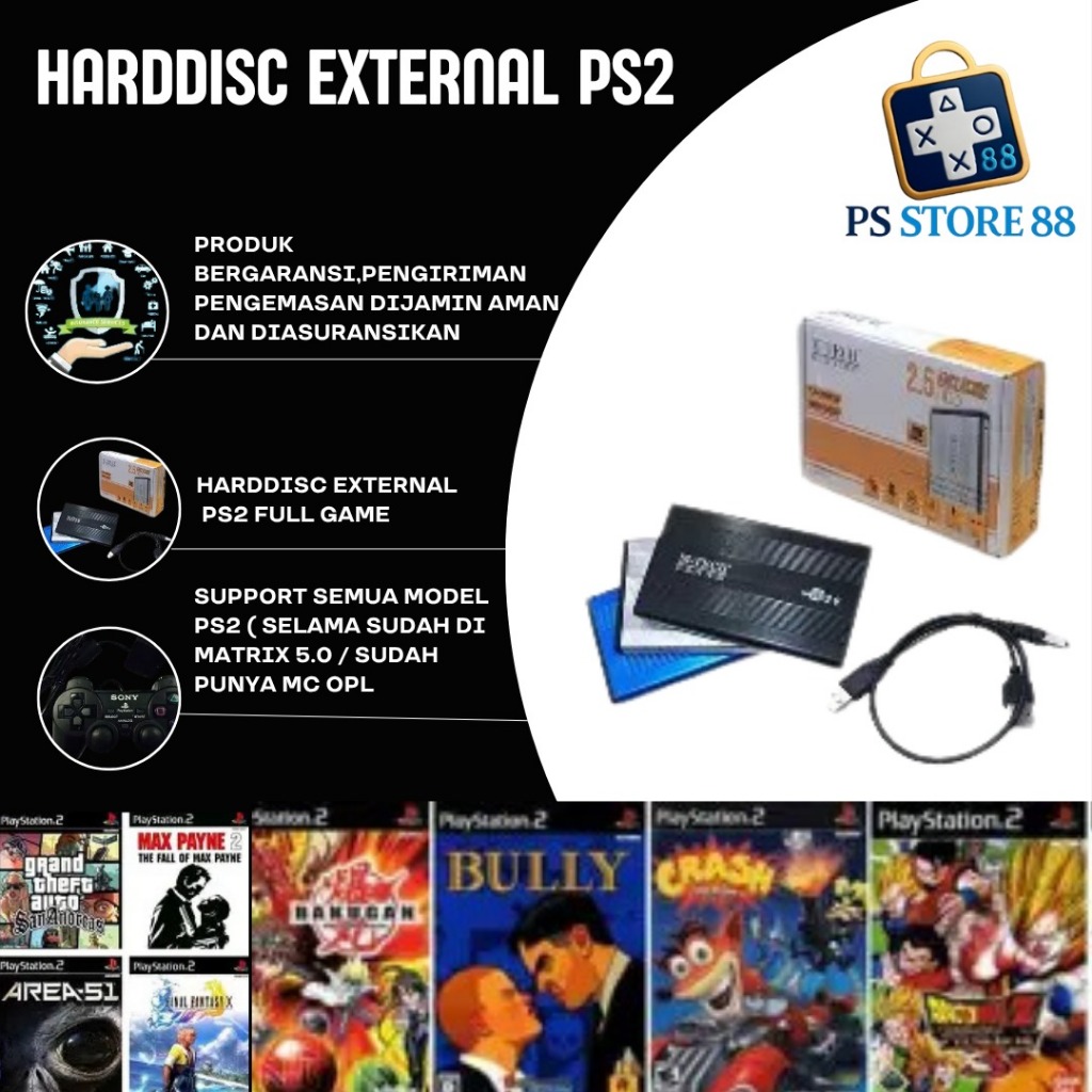 Harddisk External PS2 Full Game | 100+ Game PS2 | Siap Main