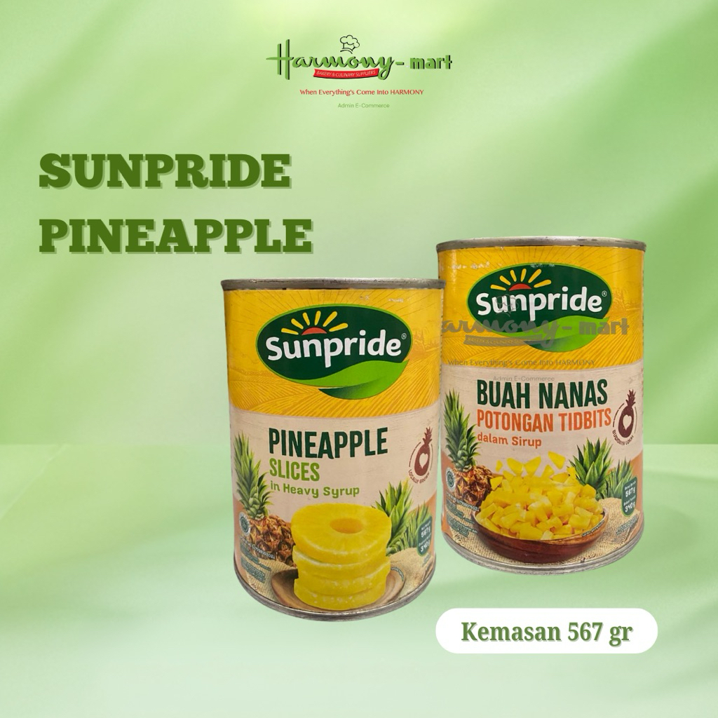 SUNPRIDE PINEAPPLE - Nanas Potongan/Slices dalam Sirup Kaleng - 567gr