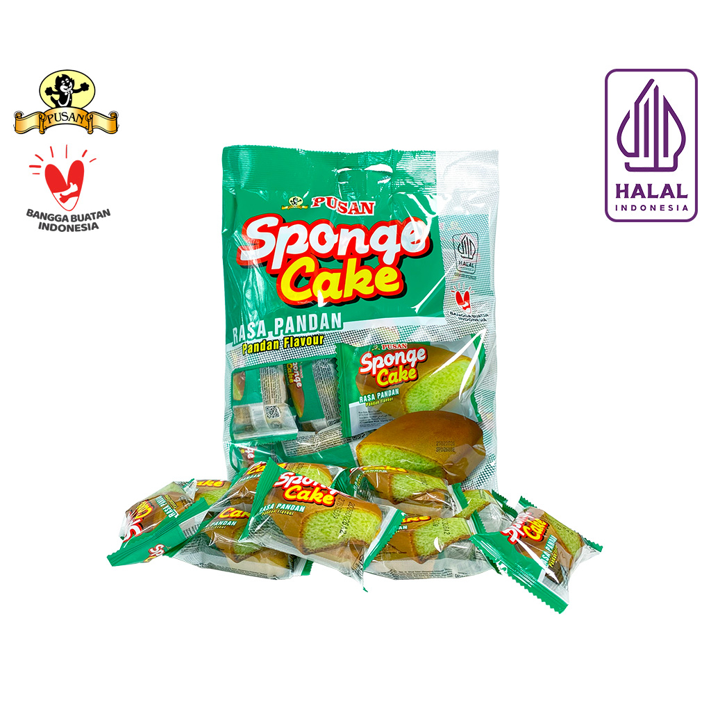Kue Pusan Sponge Cake Bolu Rasa Pandan 20 Pcs