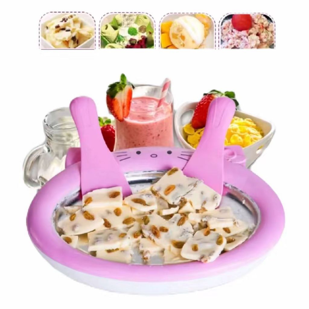 Ice Cream Roll Maker Cetakan Es Krim Piring Pembuat Es Krim