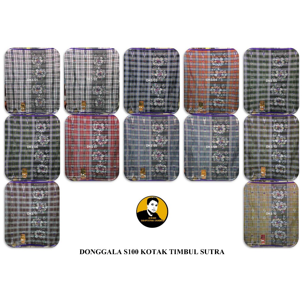 Sarung Donggala S100 kotak kotak timbul bahan sutra