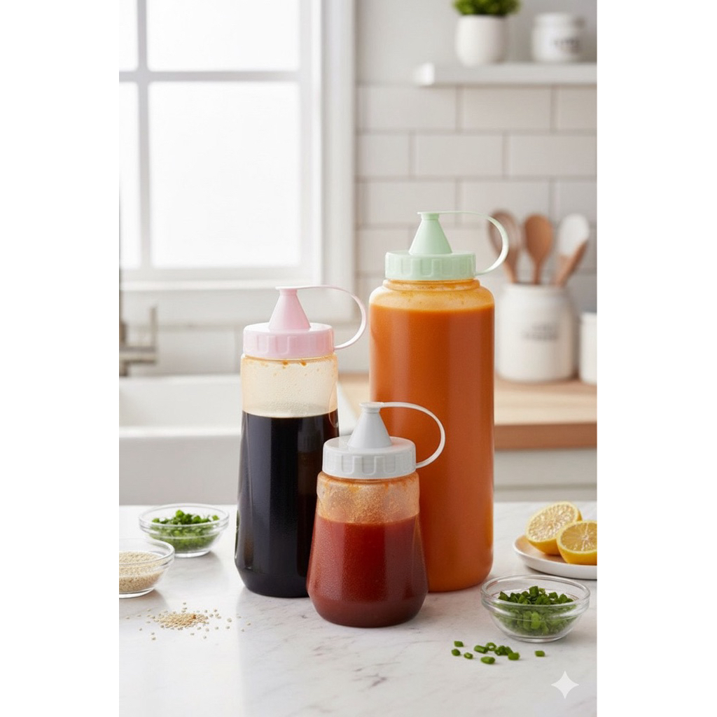 Botol Saus Kecap Plastik Anti Tumpah 500 ml 1000 ml Estetik