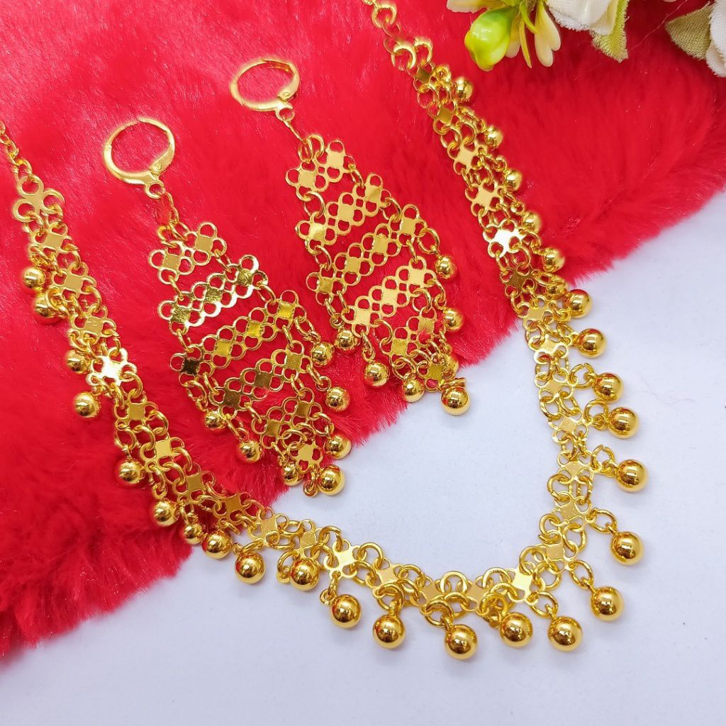 KALUNG DUBAI PANJANG PERHIASAN DUBAI LAPIS EMAS 24K FREE ANTING - ANTING