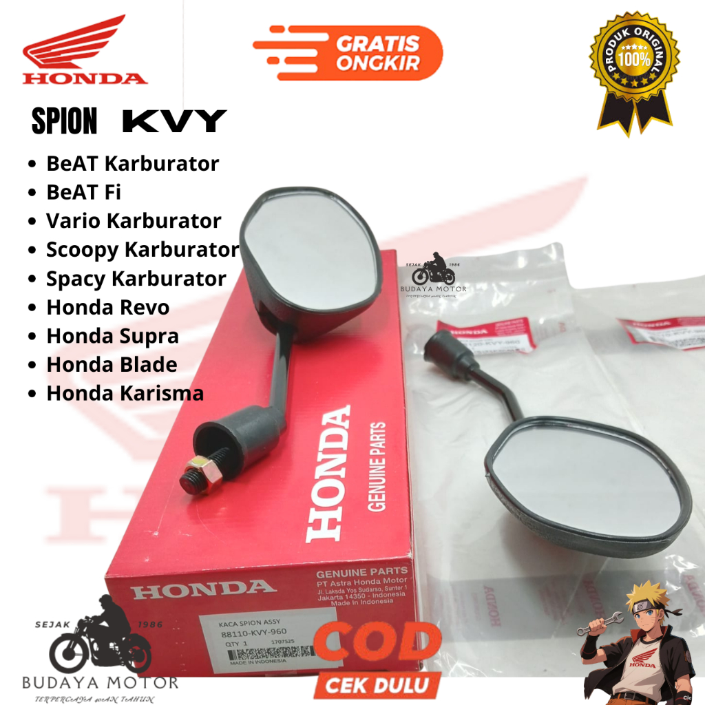 ORIGINAL KACA SPION HONDA KVY GARANSI BEAT KARBU SPACY KARBU SCOOPY KARBU 100% ASLI ORIGINAL HONDA