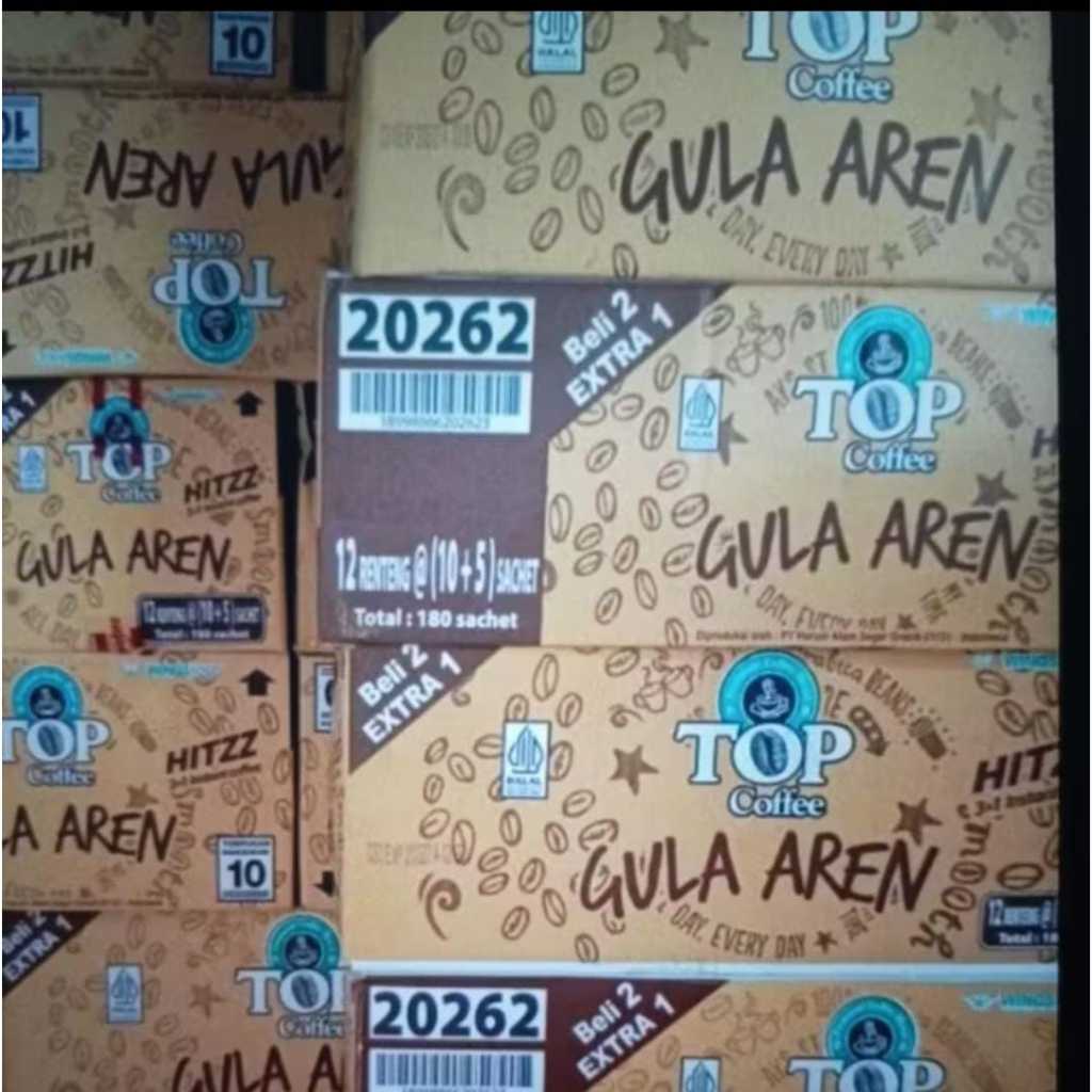 Top Kopi Gula Aren Hitzz 1 Karton Isi 12 Renteng