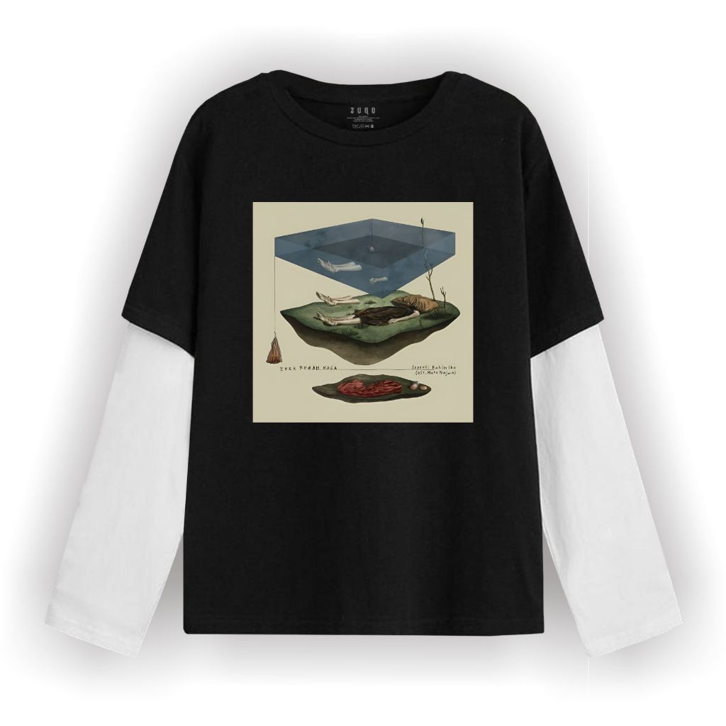 Apage T-shirt Double layer efek rumah kaca seperti rahim ibu kaos musik long sleeve pria wanita unis
