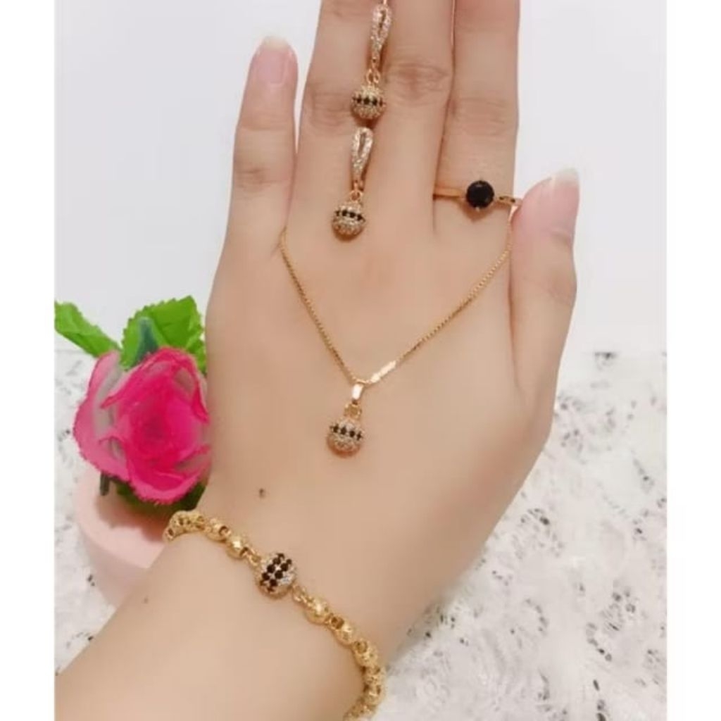 set perhiasan wanita asli emas titanium