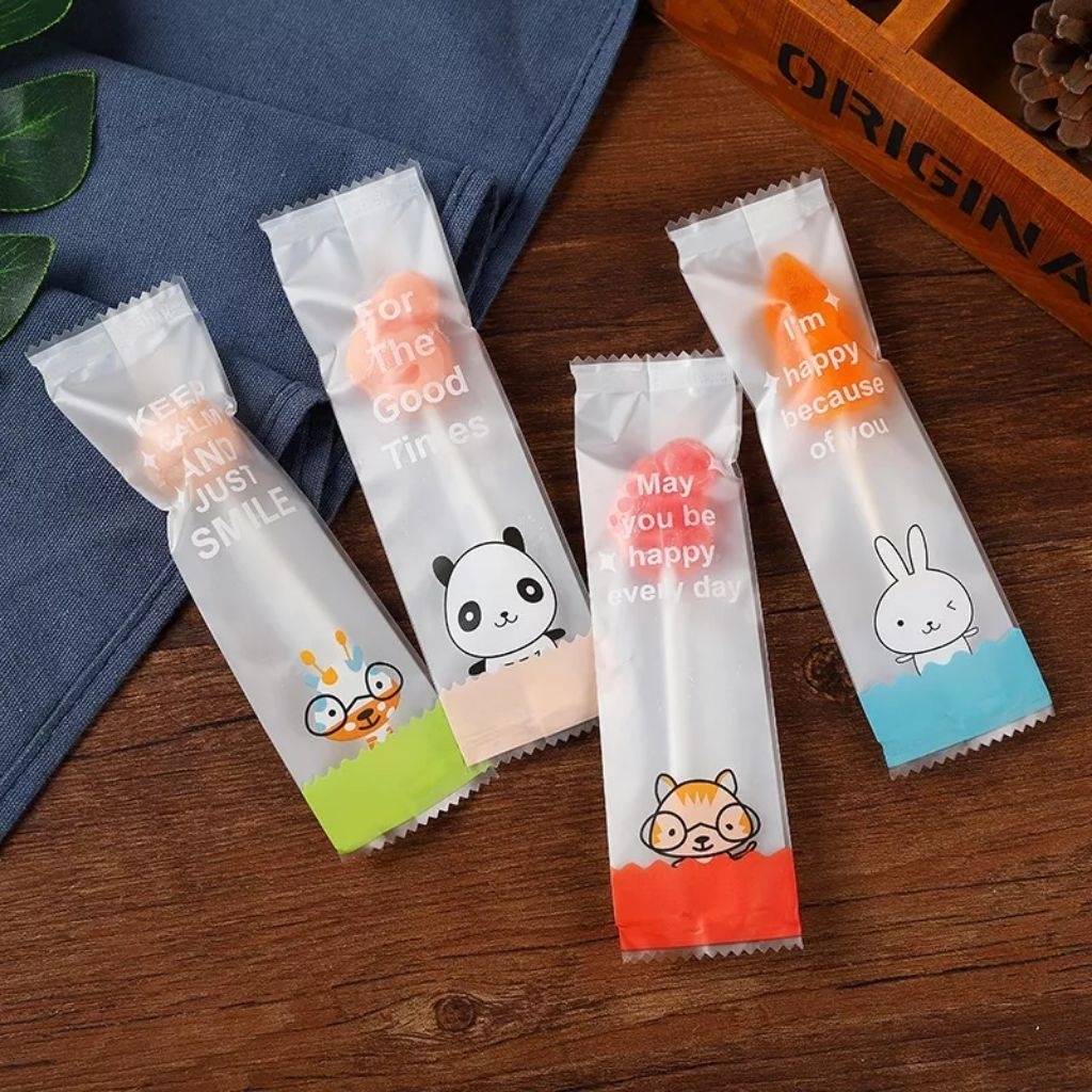 100pcs Plastik Permen Nougat Motif Lucu | Plastik Sealing Bag