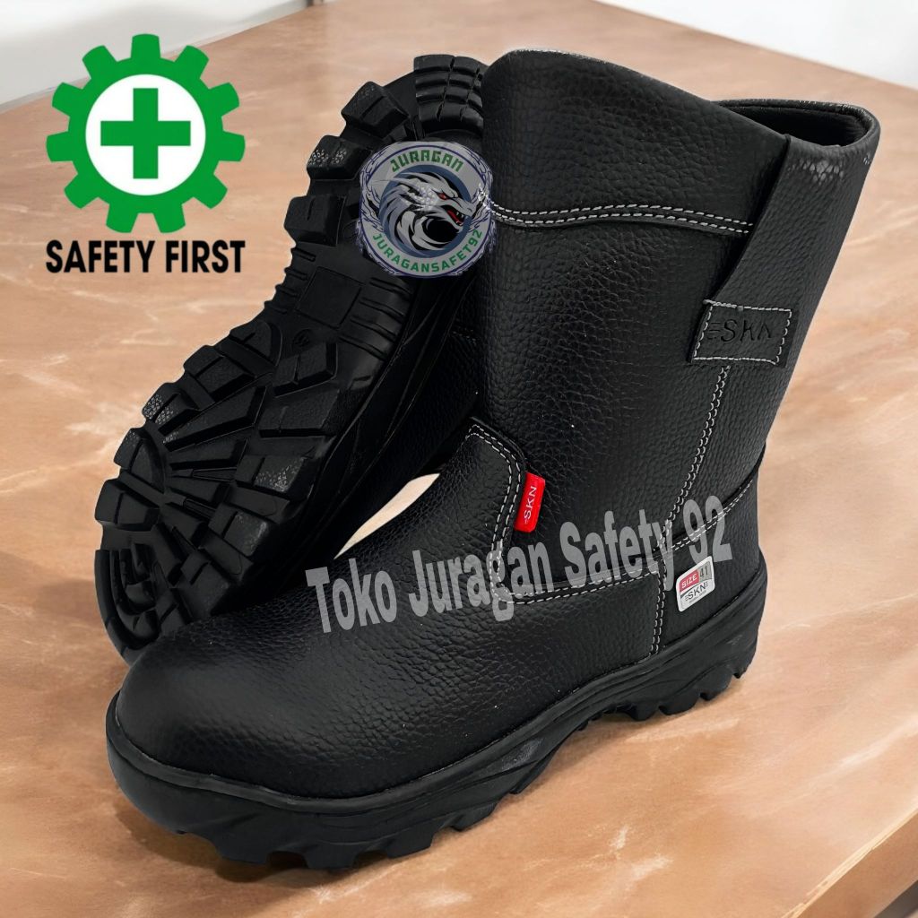 Sepatu Safety Sol Karet Anti Slip Mekanik Pabrik Proyek King Kulit Skn Shoes Septy pria Wanita Skn