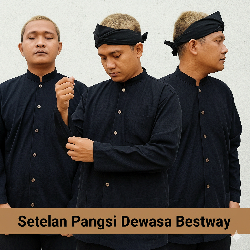 Setelan Baju Pangsi Sunda Dewasa Lengkap Dengan Iket Kepala Setelan Pangsi Dewasa Bahan Bestway