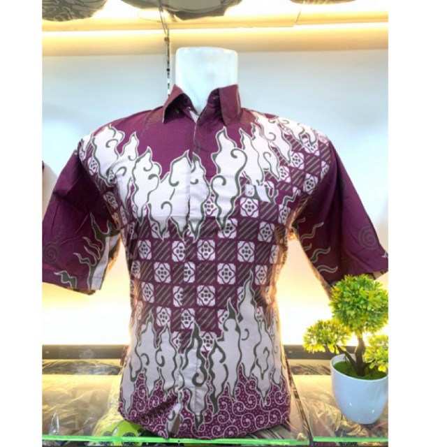 Kemeja batik pria murah warna pink / salem