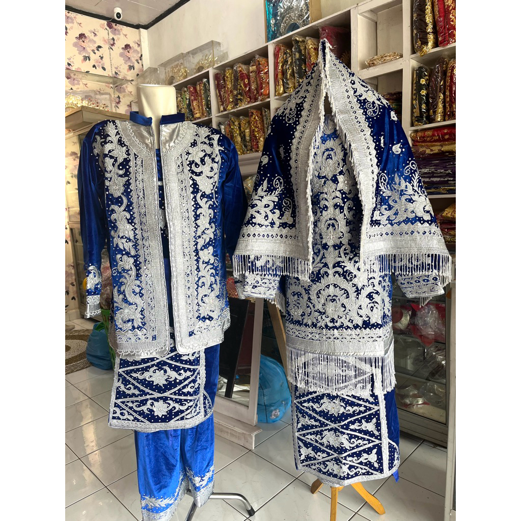 Baju Koto Gadang Suji Biru Silver/Baju Penganten Minang/Baju Pengantin Koto Gadang Padang