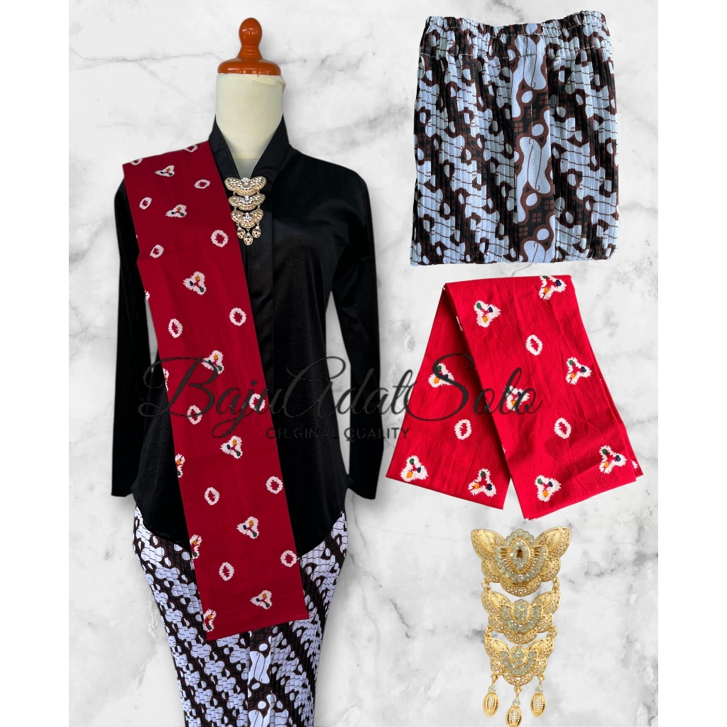 Setelan Kebaya Kartini Bludru Dewasa//Kebaya Kartini+Rok Plisket+Selendang+Bross