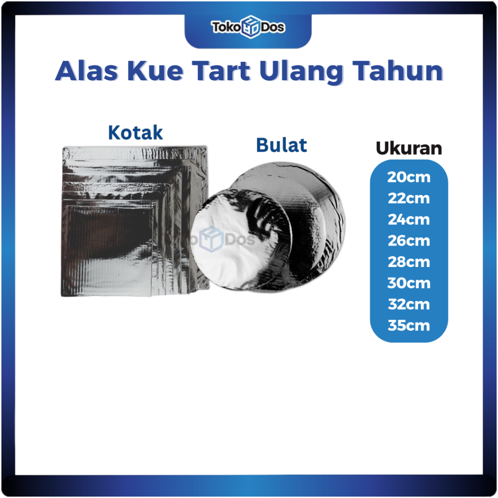 Alas Kue Ulang Tahun Tart / Tatakan Kue Kotak Bulat Karton Dus Warna Silver