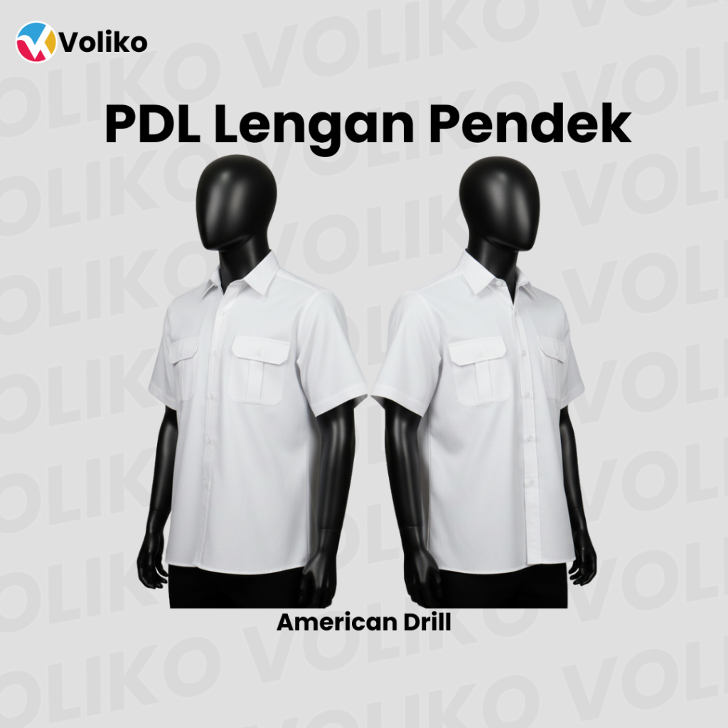 seragam kemeja/PDL/American drill/lengan pendek/hitam putih