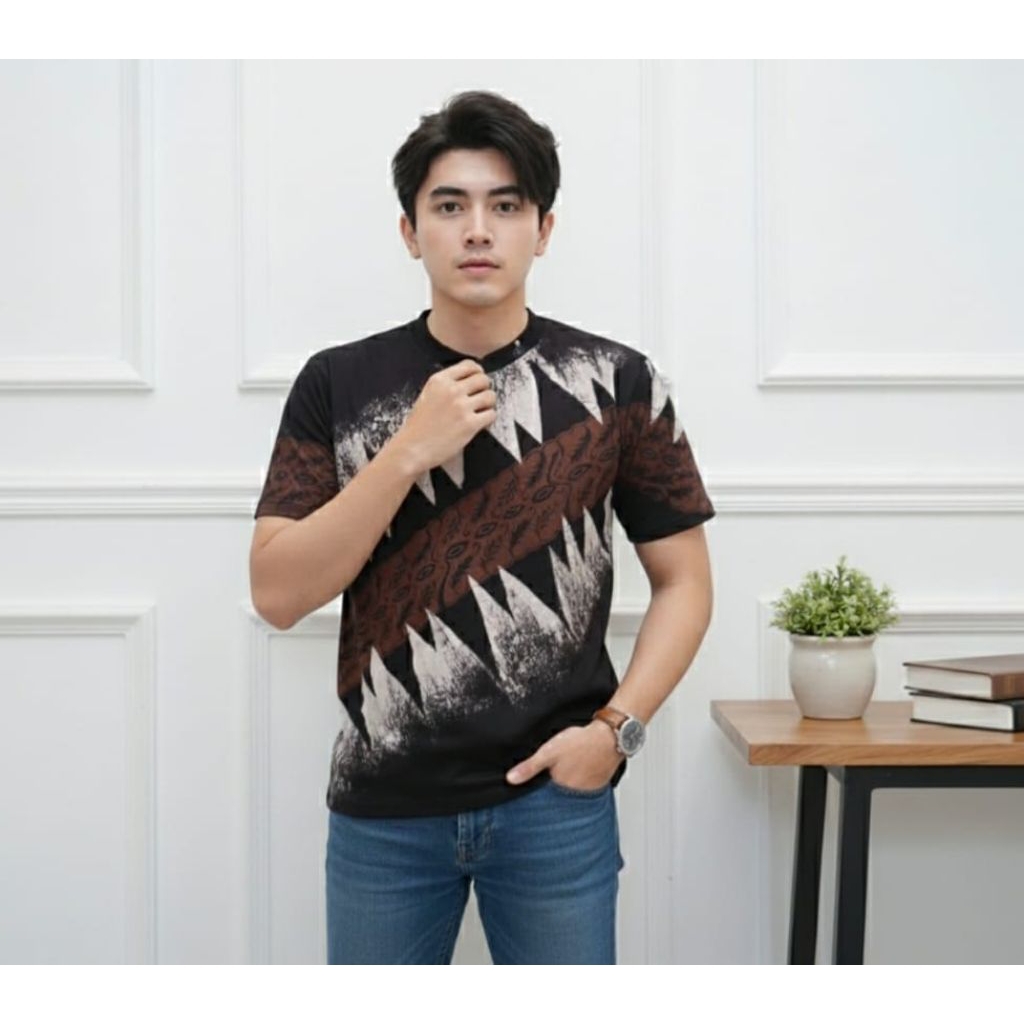 Kaos Batik Motif Etnik Murah Pria Wanita Kaos Dewasa Batik Pria Kaos Oblong Batik Modern