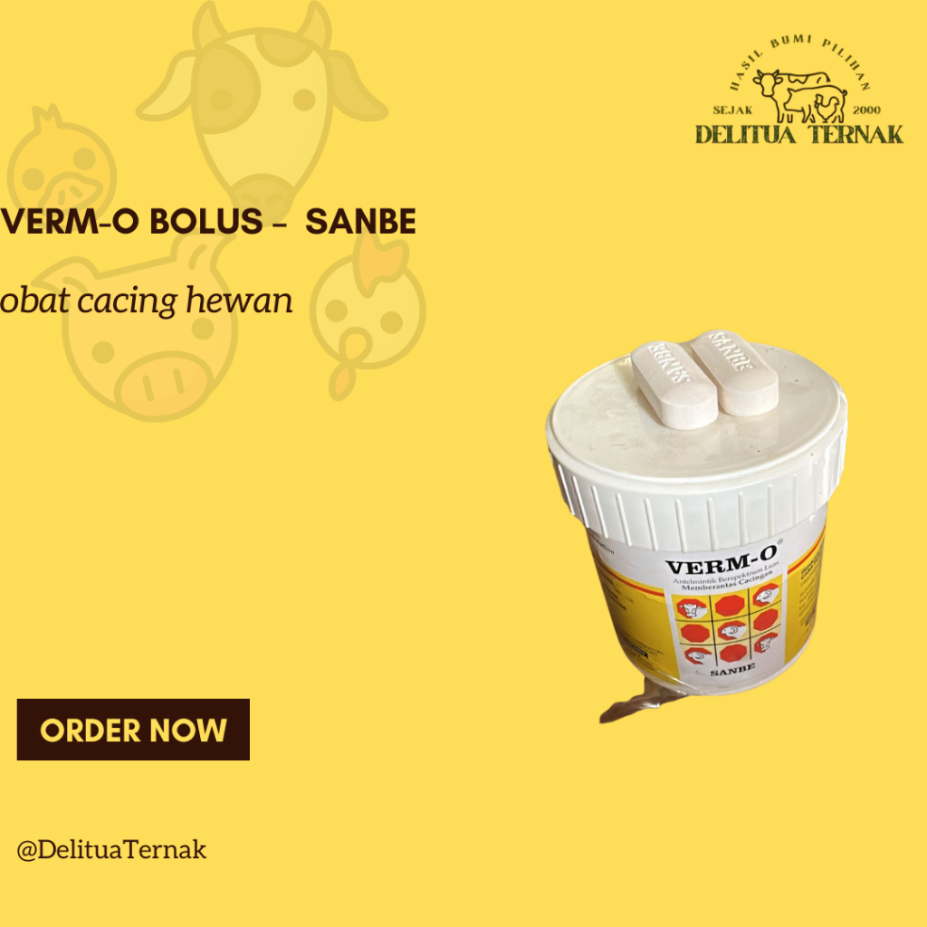 Verm-O Obat Cacing Sapi, Kambing dan Babi 1 Bolus / Obat Cacing