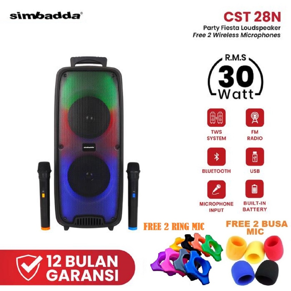 Simbadda CST 28N Speaker Meeting Bluetooth Portable Super Bass RGB TWS