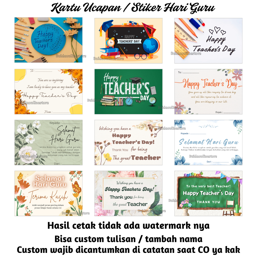 Kartu Ucapan Stiker Label Sticker Selamat Hari Guru Happy Teachers Day dekorasi kemasan dus box kado