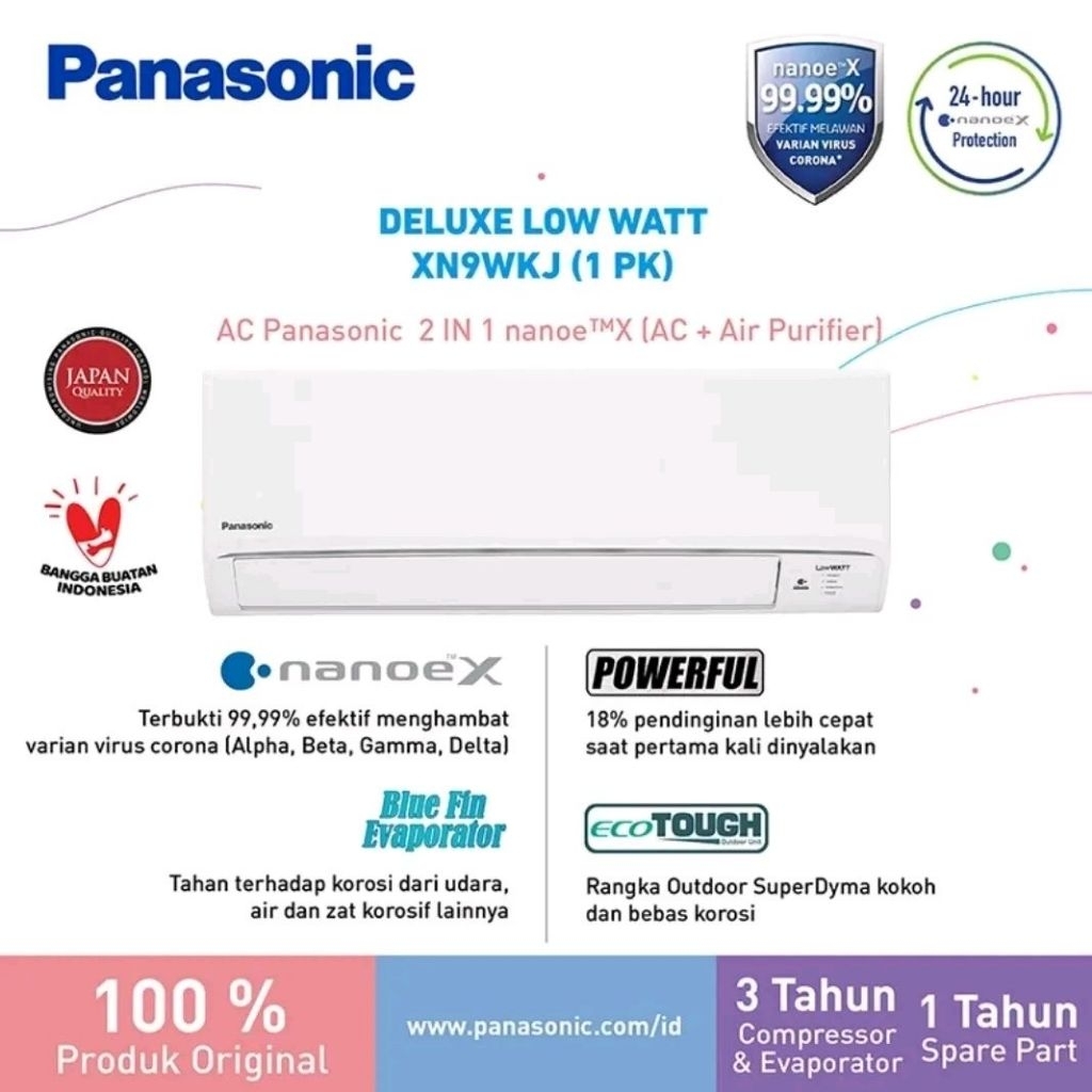 AC 1pk Deluxe Low Watt Panasonic XN9WKJ | 1 pk nanoe X 660w blue fin