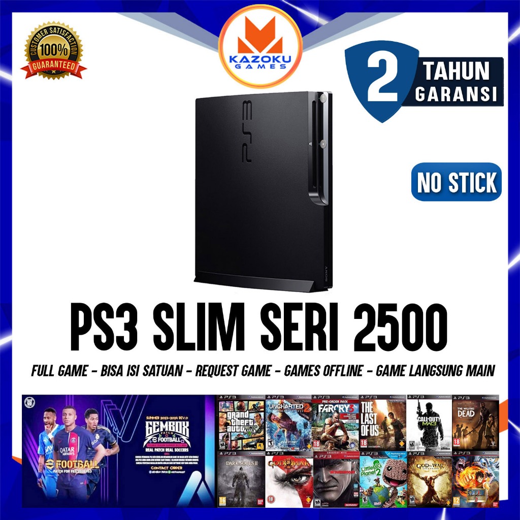 PS3 PS 3 SLIM SONY PLAYSTATION CFW SERI 2500 160GB -500GB NO STICK