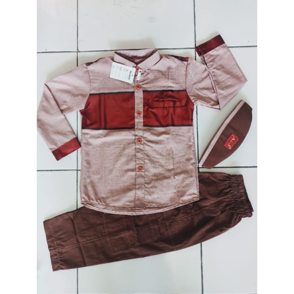 setelan baju Koko anak laki laki cardinal By A&J lengan panjanng