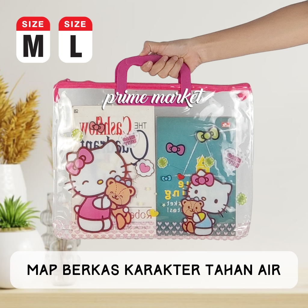 Map Tas Berkas Zipper Resleting Gagang Tas Dokumen Motif Karakter Map Berkas Plastik Tahan Air Map D