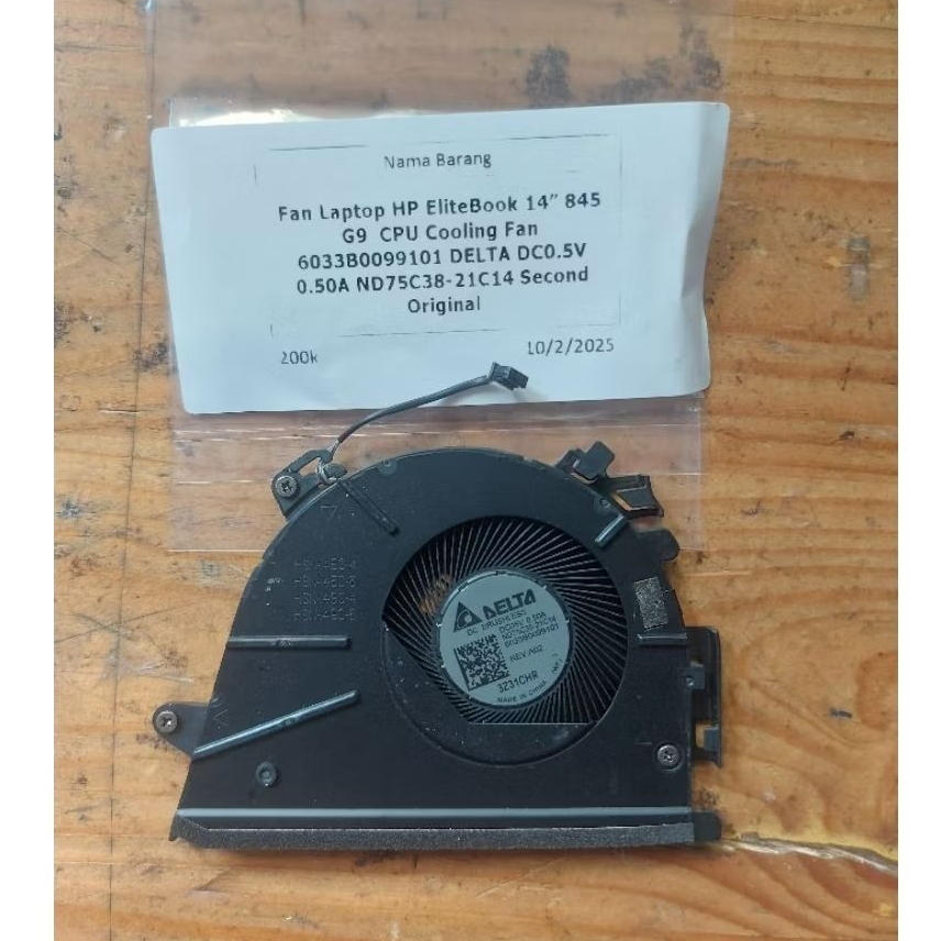 Fan Laptop HP EliteBook 14" 845 G9 CPU Cooling Fan 6033B0099101 DELTA DC0.5V 0.50A ND75C38-21C14 Sec