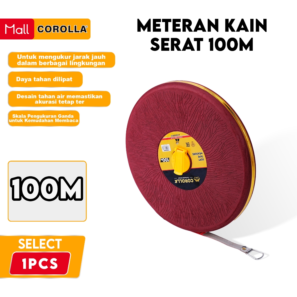 Corolla Meteran Gulung Corolla Meteran Bulat  Meteran Kain 50m/100m