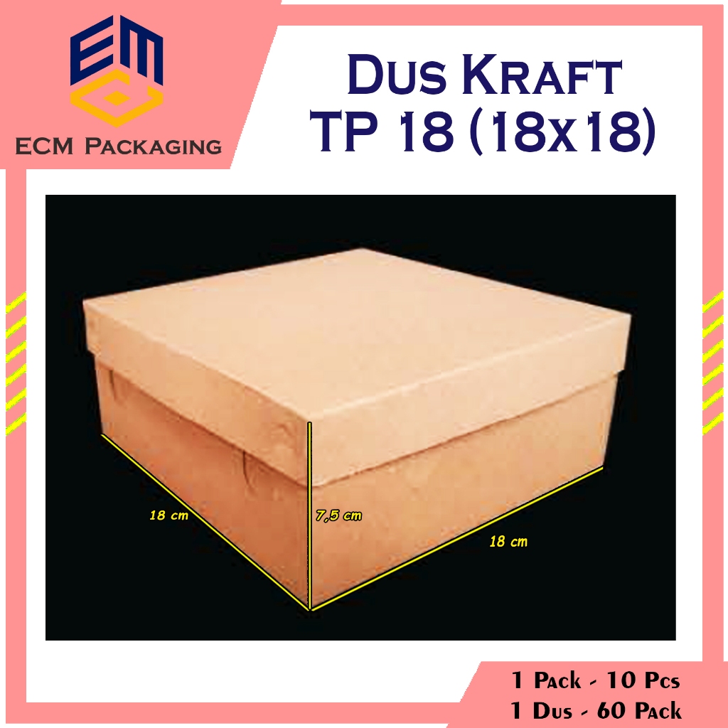 10 pcs Dus Nasi TP18 18x18x7,5cm TEBAL| Dus Nesto | Box Snack TPS18 | Dos Arisan | KarDus Kraft Cokl
