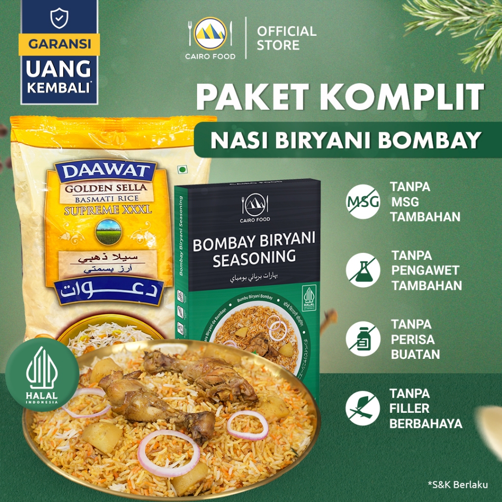 Paket Komplit Nasi Bombay Biryani Sehat – Tanpa MSG, 100% Rempah Murni | Cairo Food